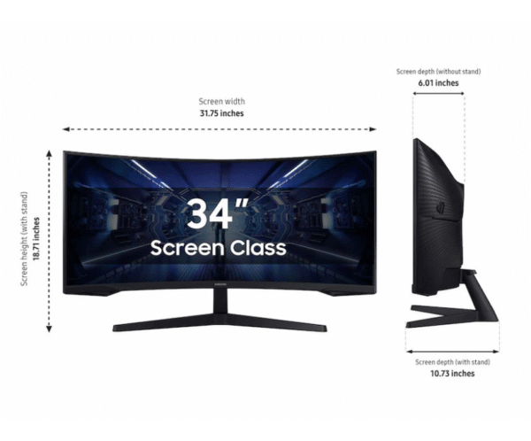 Samsung C34G55T Curved Gaming Monitor – 34” UW-QHD, 165Hz, 1ms, HDR10